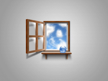 Window open to a blue sky