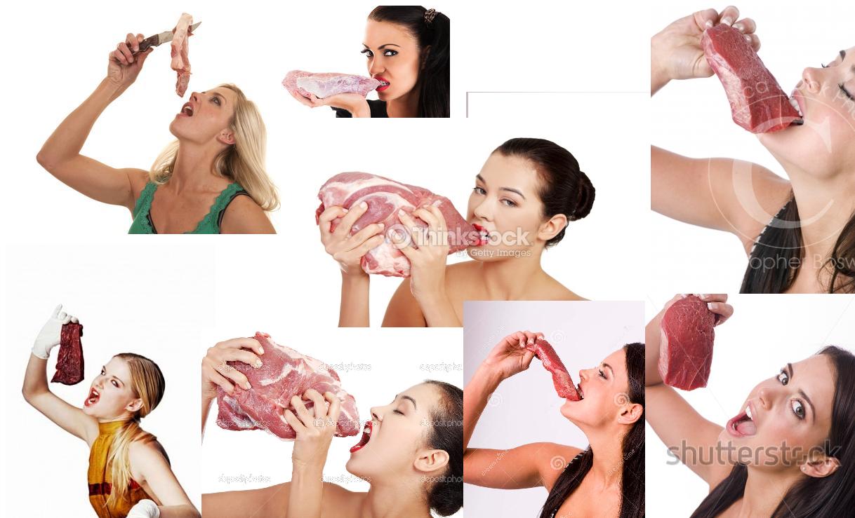 Woman Eating Steak